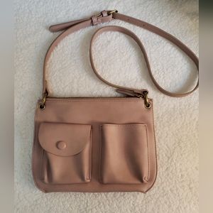 Anthropologie Pink Double Pockets Crossbody Bag